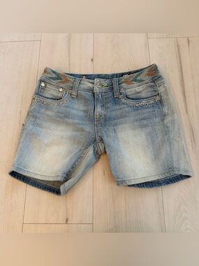 Miss Me Faded Light Blue Denim Shorts